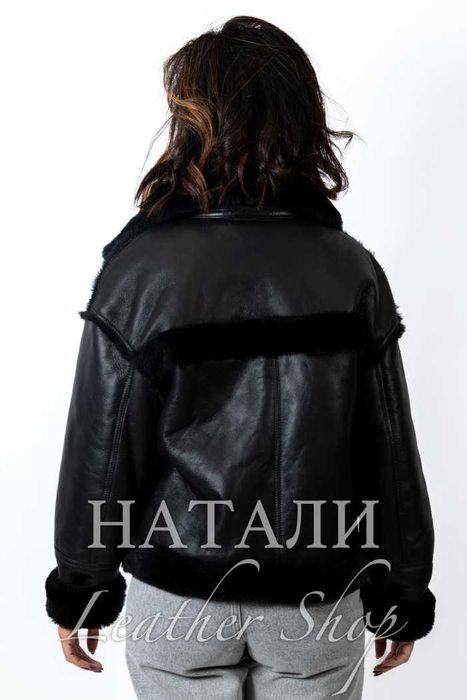 Дамски ексклузивен кожух Бисера Black