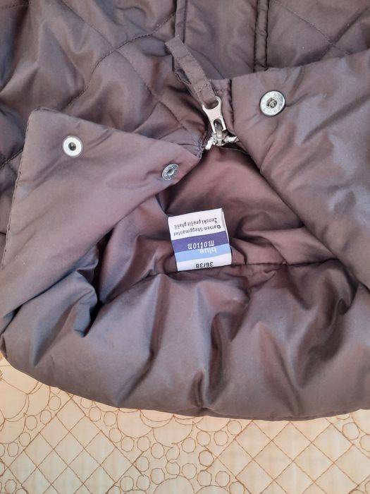 Дамска дълго ватирано кафяво шушляково палто 6-38