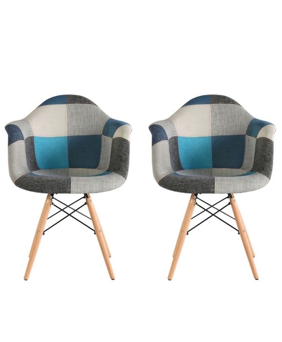 Set 2 scaune tapitate Cosy Sky Heinner Home, picioare lemn, Multicolor