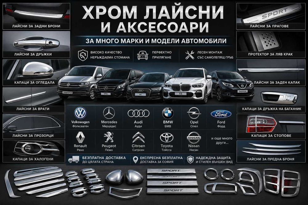 Хром лайсни и аксесоари VW BMW Audi Mercedes Opel Renault