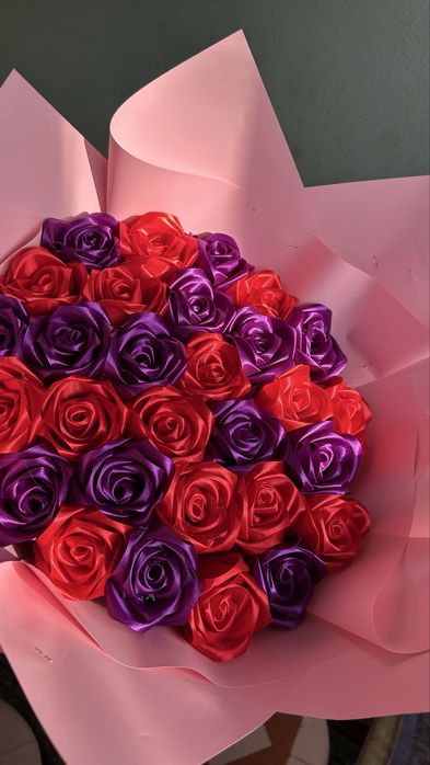 Цветы атласных лента букет 29 шт