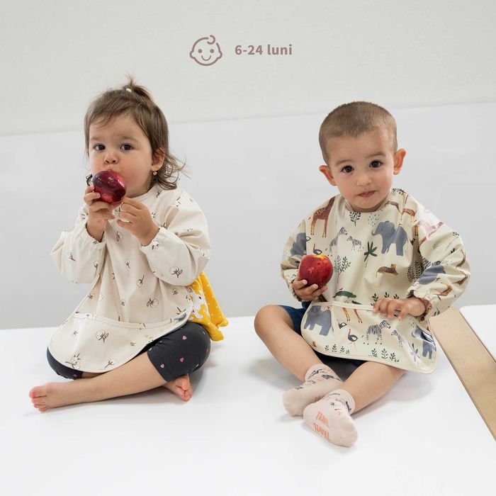 Baveta impermeabila cu maneci lungi pentru copii, Smekc, 6-24 luni