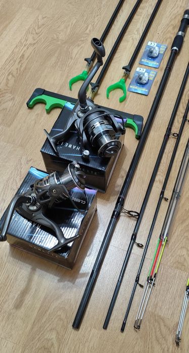 Set 2 Lansete Feeder Carbon 3,90m+2 Mulinete+Senzori,Husa,Suporti