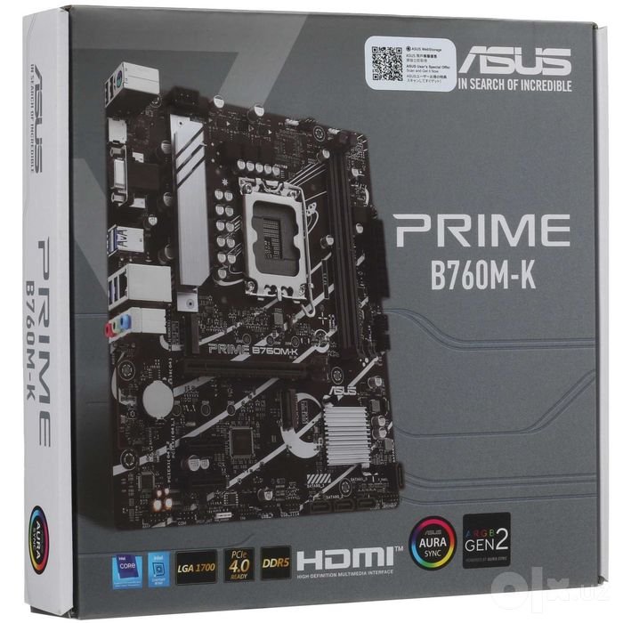 - Материнская плата MB Asus Prime B760M-K DDR5 (90MB1FI0-M1EAY0)