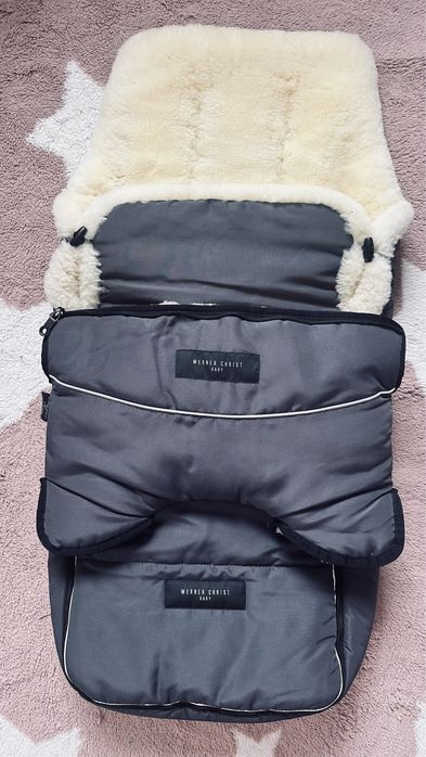 Естестена вълна!  Агнешки Зимен чувал за количка Маншон ръкавици НОВИ