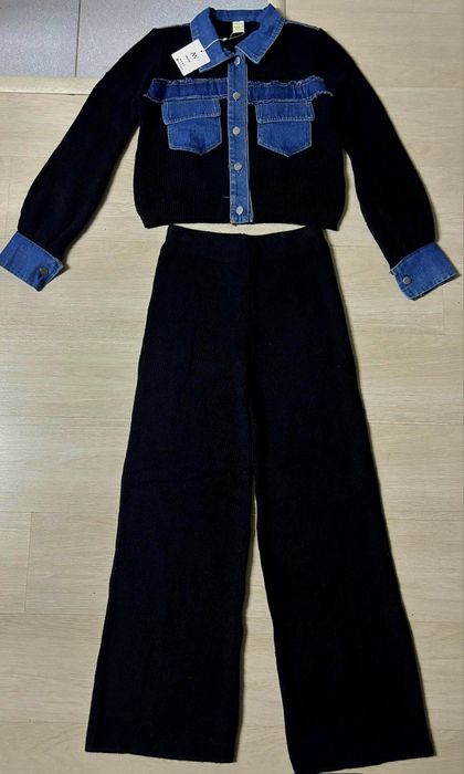 Compleu tricot dama casual , over size, denim .