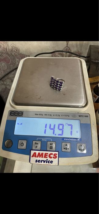 Inel aur 18 k si ametist  natural 14,97 grame