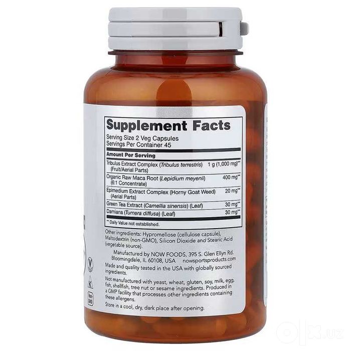 NOW Foods Sports, Tribulus Трибулус Якорцы 1000 мг 180 и 90 таблеток