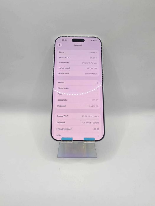 iPhone 17 Pro Max, Mem 256GB, Ram 12GB, Amanet Doamna Ghica,Cod:107459