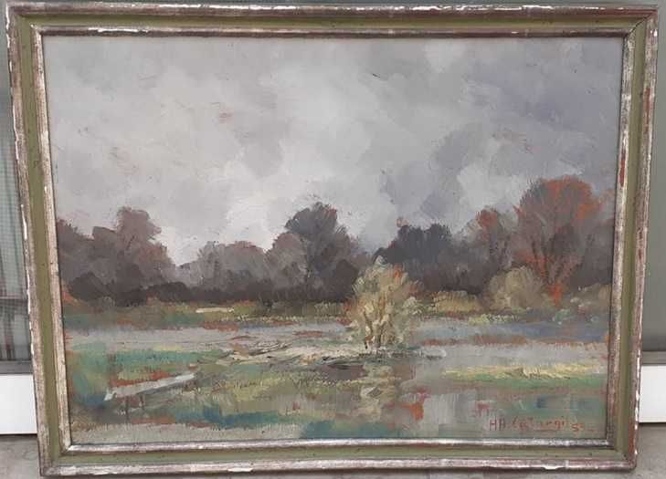 Tablou vechi - peisaj -  semnat datat  HH. Catargi 59