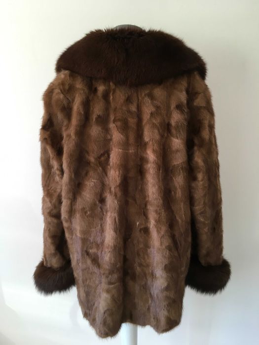 Палто норка и естествен косъм лисица L
