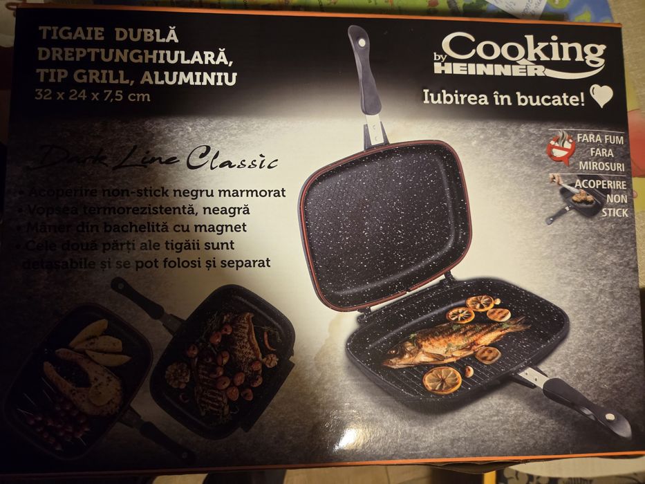 Tigaie dubla grill dreptughiulara