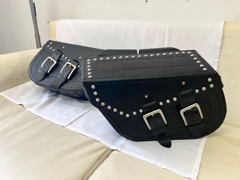 НОВИ твърди кожени дисаги от естествена кожа / чанти за мотор