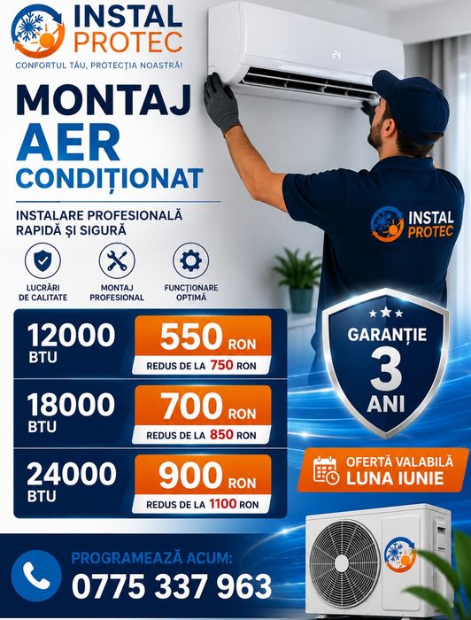 Montaj Aer Condiționat Instalare AC - Garantie 3 Ani -