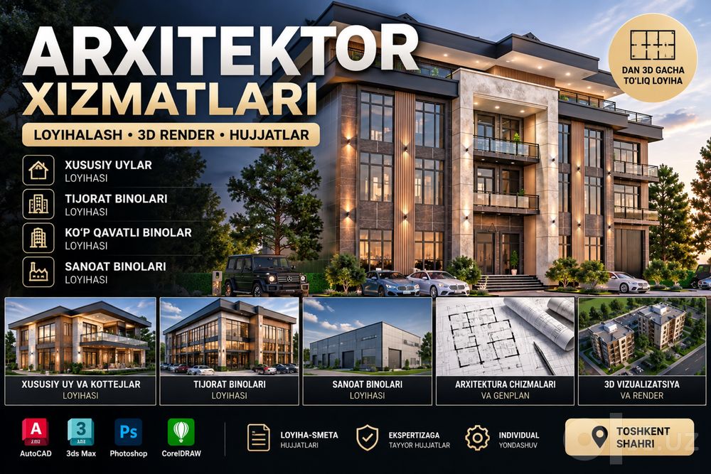 Arxitektura Xizmatlari Uy Joy Noturar Binolarni Loyihalash