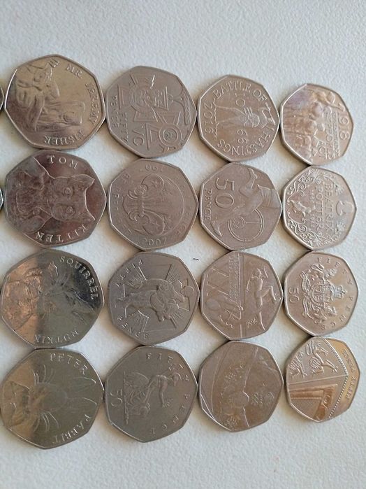 Английски Монети 50p Английски Пенс. Колекция от Най-Редките, Юбилейни и Скъпи 50 Пенса