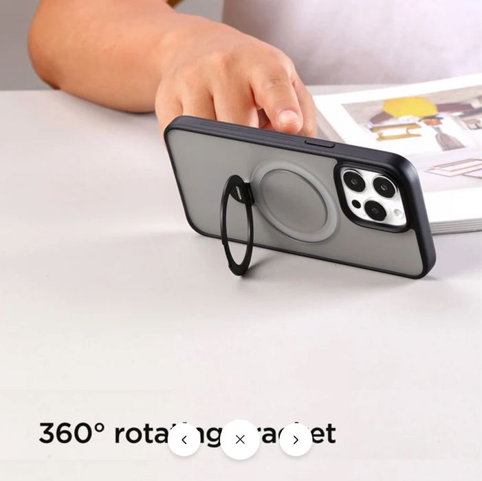 Carcasă magnetică Joyroom JR-BP004 de protecție cu suport pentru iPhone 15 Pro (transparent) / Husa silicon Magsafe Transparenta