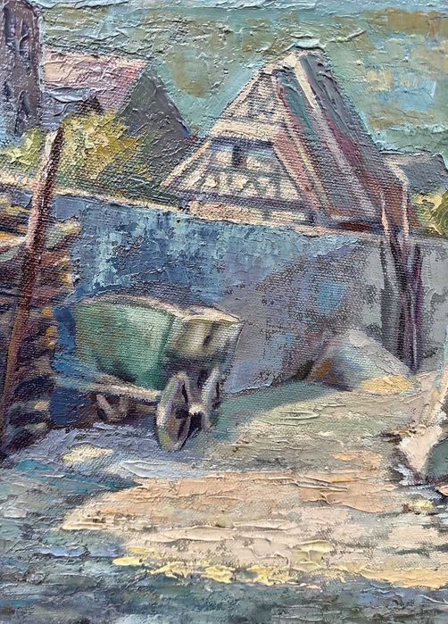 Tablou vechi - strada veche de tara - semnat S. Mutzner