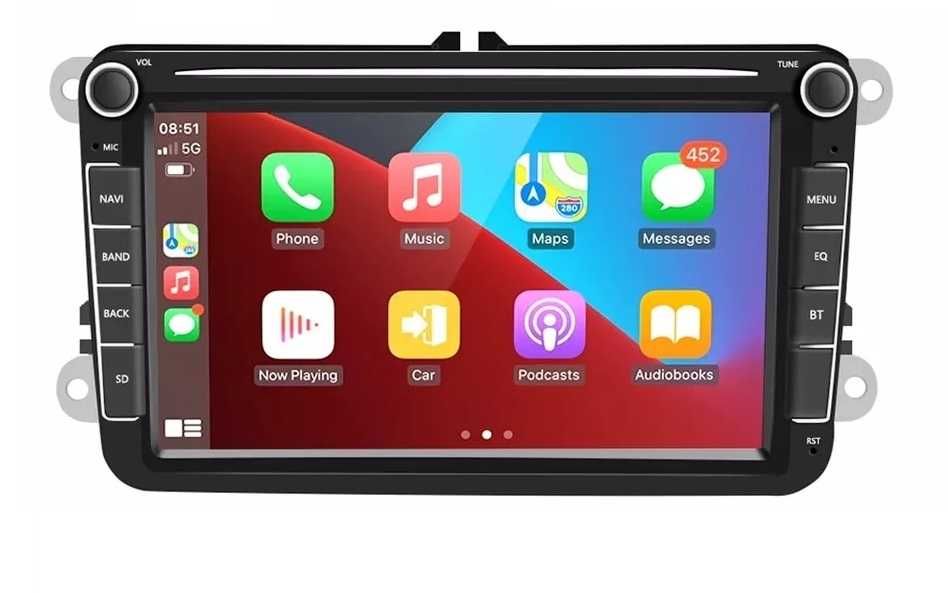 Navigatie 8GB Carplay Skoda Octavia 2 Superb Rapid Leon VW T5 Polo