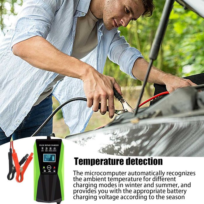 Импулсно зарядно 10А за автомобил с дисплей /преносима батерия за кола