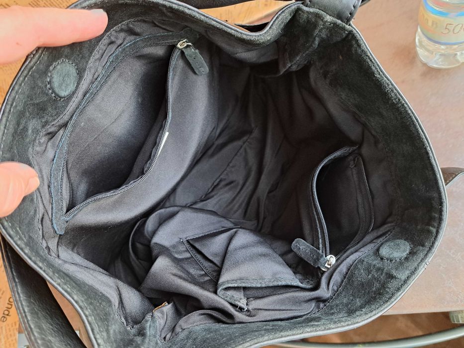 дамска чанта ALFANI,черна кожена-естествена кожа