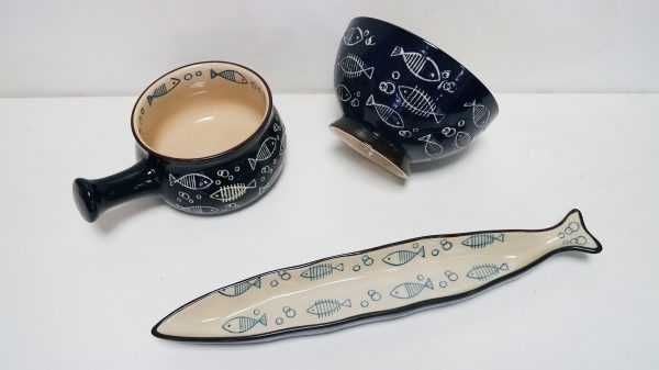 чугуненa камбана,хлопки,пойлкии ключове+рибени плата порцелан