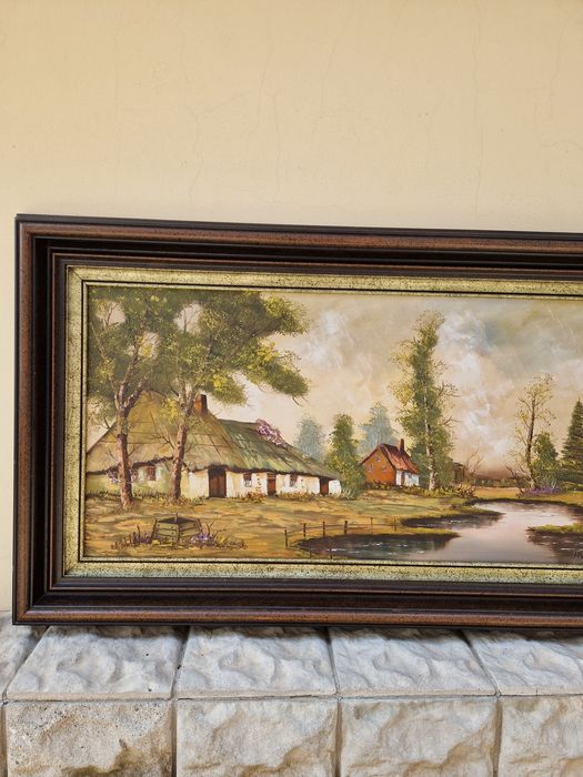 Страхотна голяма антикварна авторска картина