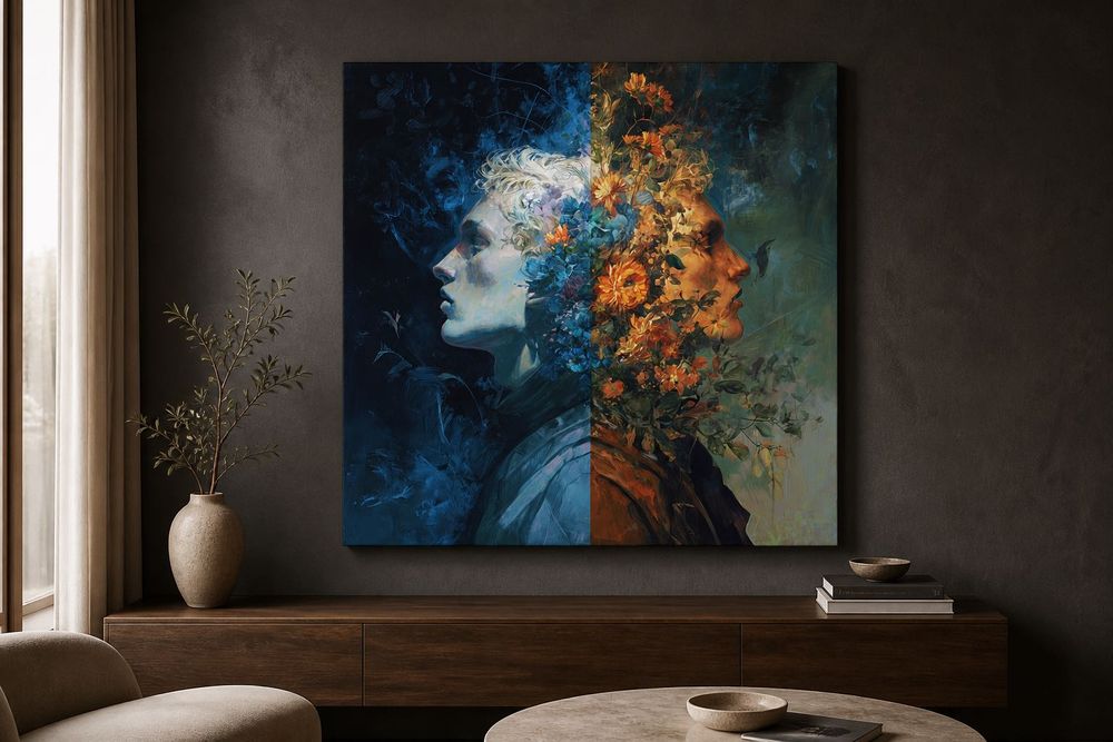 Tablou canvas portret Două jumătăți, artă modernă, 60×60 - 100×100 cm