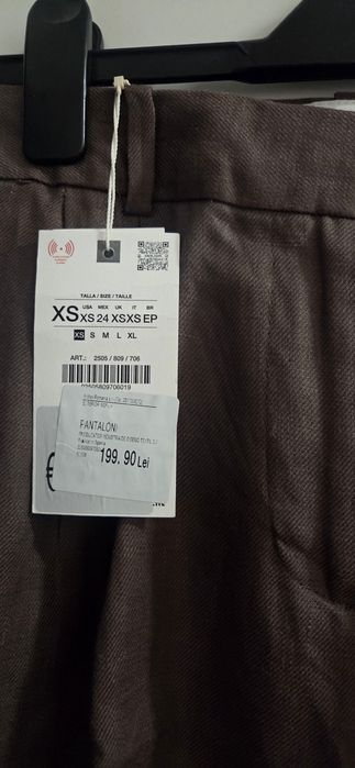Pantaloni  Zara pentru femei din.100% in,culoare maro,noi,cu eticheta