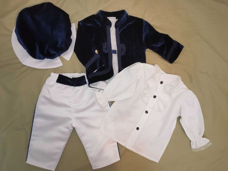 Costum botez baiat 68 3-6 luni incaltaminte cadou