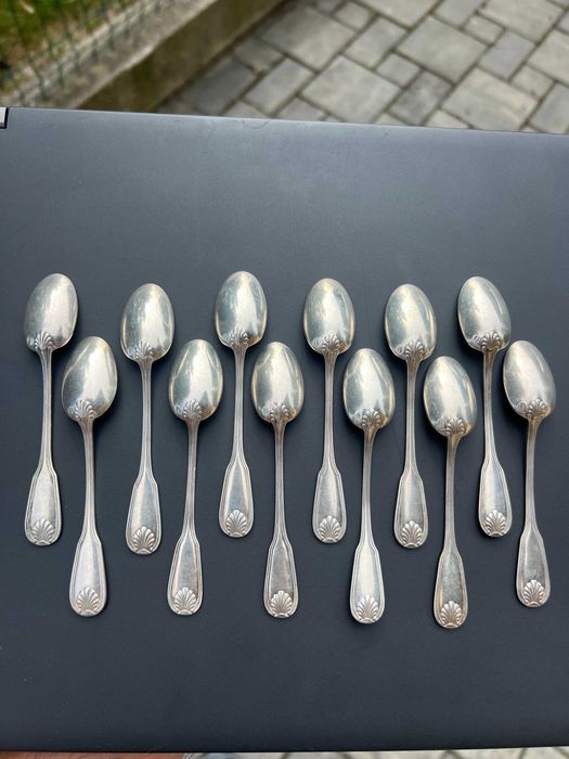 Set 12 lingurițe moka / cafea argint masiv 950 Franța (Minerva) – cca. 120g