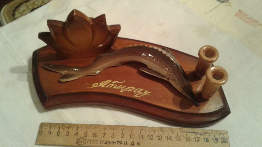 Письменный прибор Атырау . Фарфор Севрюга. Дерево