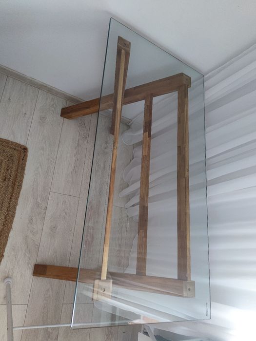 Birou lemn masiv și sticla securizata Jysk