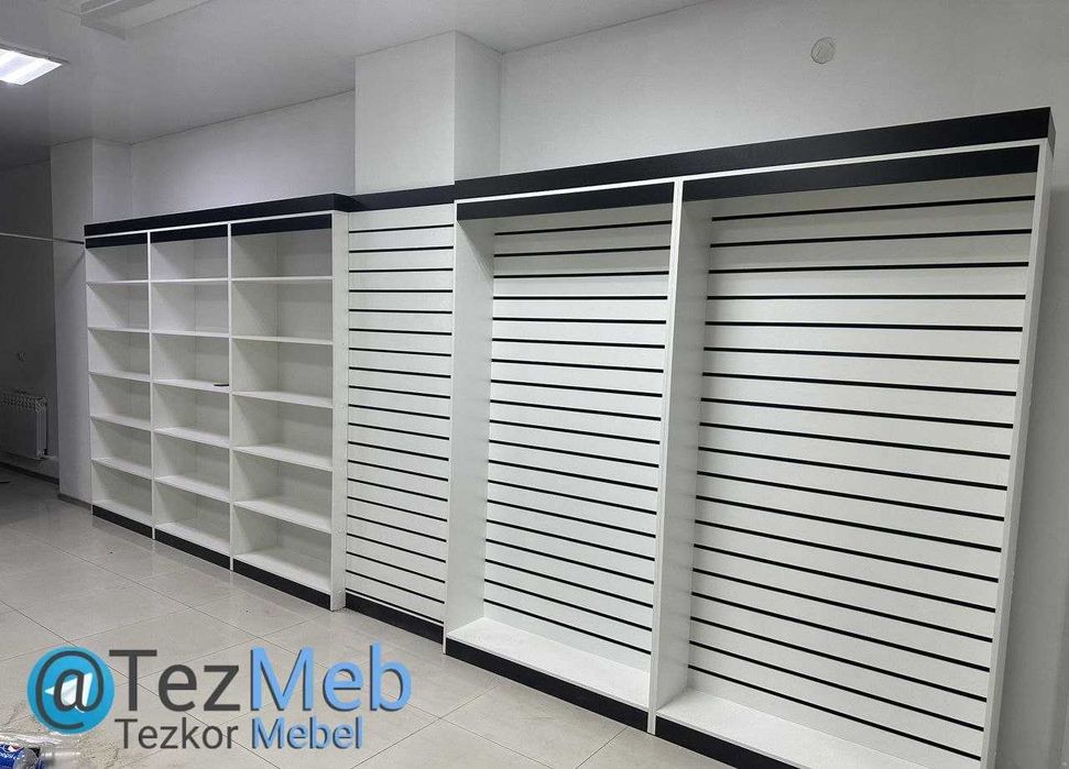 Magazin va apteka lar uchun mebel na zakaz. Polka stellaj vitrina