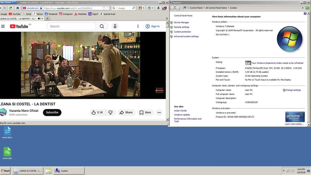 Calculator Intel Dual Core 3GB DDR2 + 160GB HDD