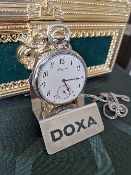 Прекрасен антикварен колекционерски швейцарски джобен часовник Longine