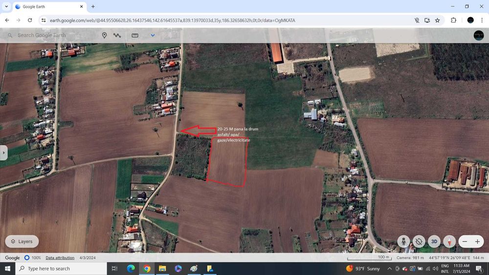 Intravilan Valea Calugareasca 4895 mp