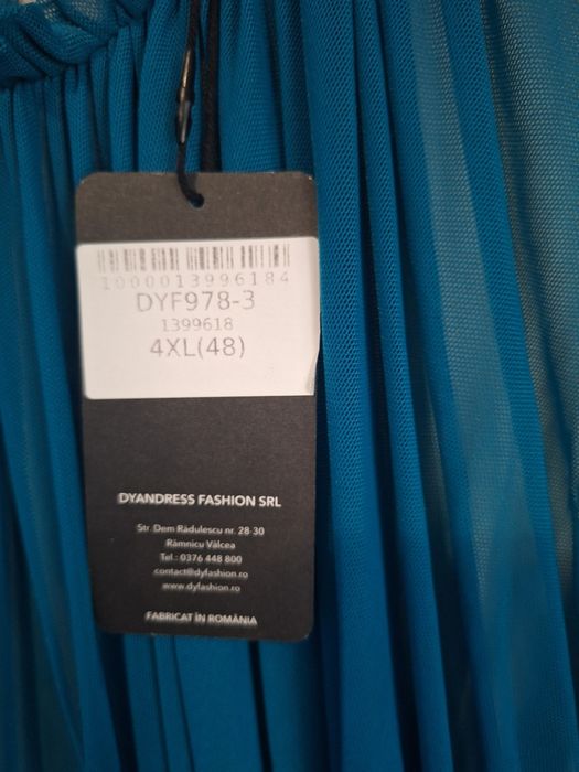 Rochie turcoaz din voal ,marimea 4xl(48)