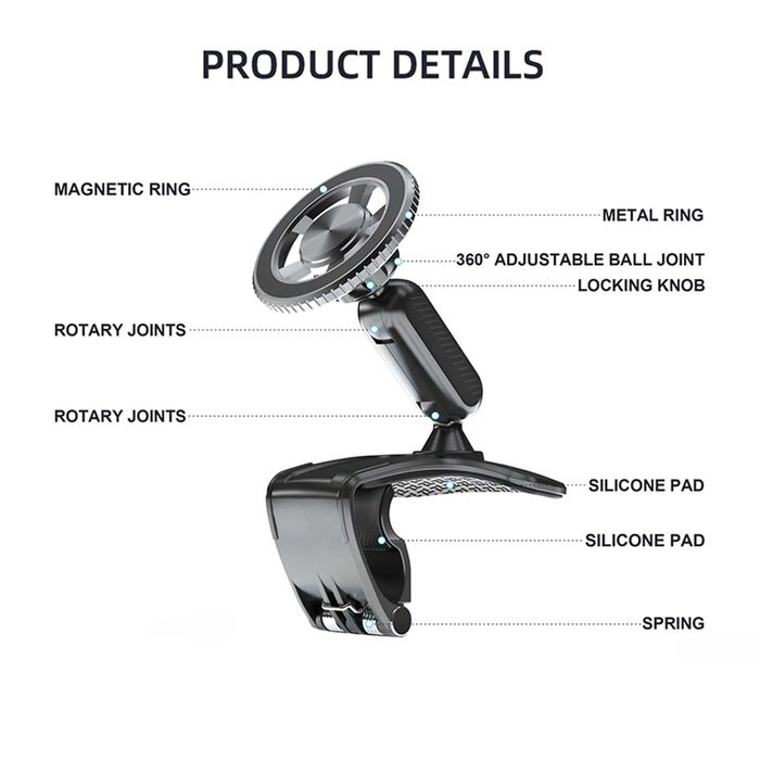 Suport Auto Magnetic pentru Telefon – Rotire 360° și Prindere Puternică