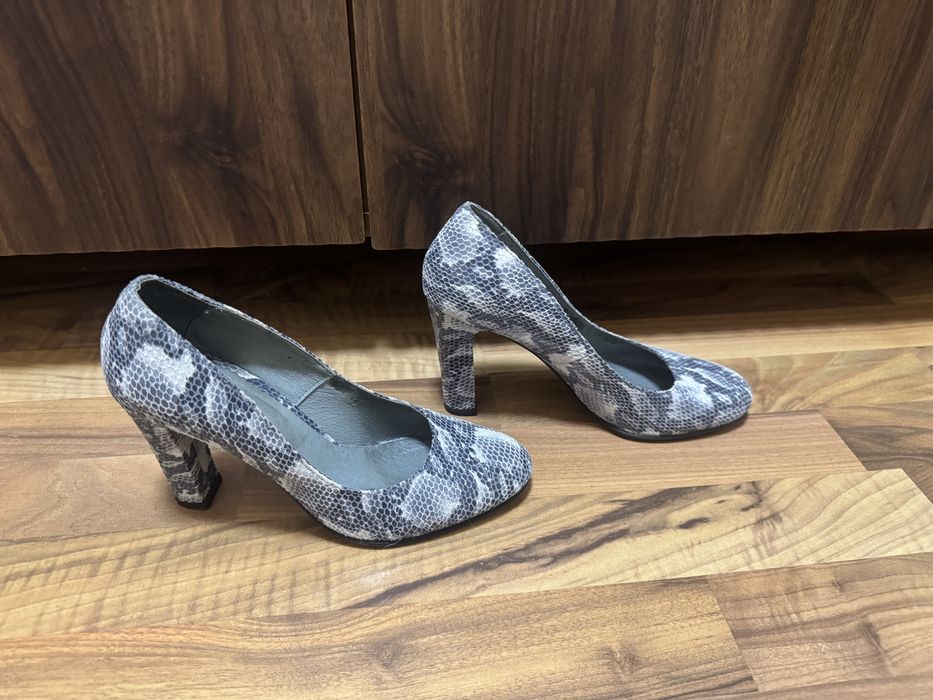 Pantofi cu toc,  imprimeu tip piele de șarpe, 38