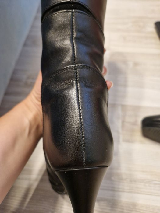 Cizme din piele cu toc