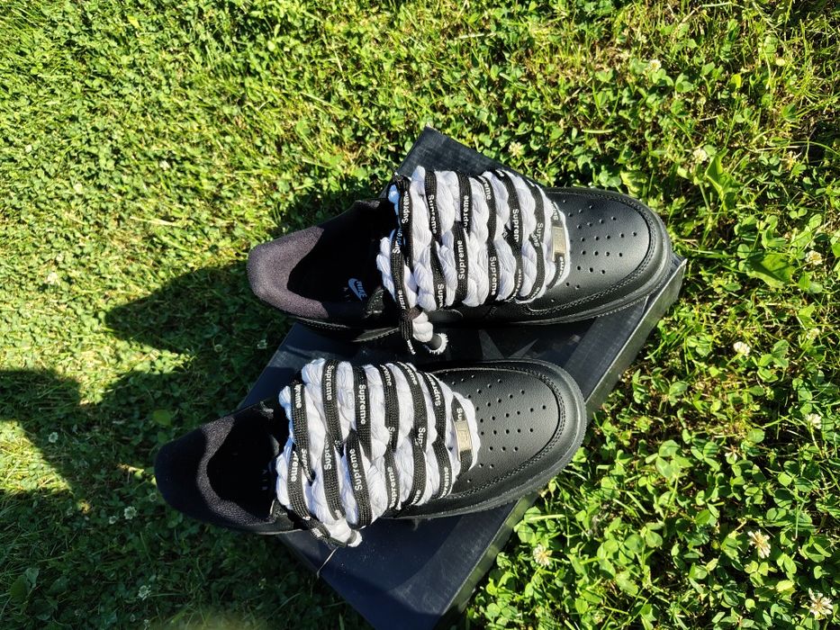 Nike Air Force 1 Low x Supreme Black - Mărimea 39(Șireturi groase/Rope laces)