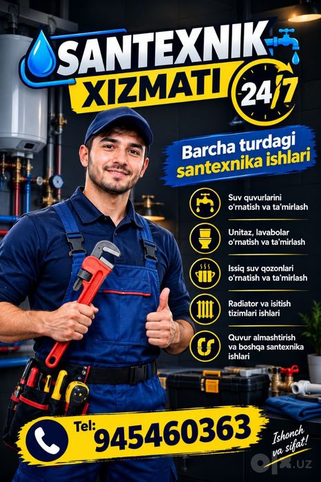 Santexnik xizmati 24/7 сантехник хизмат. Santexnik usta 24/7
