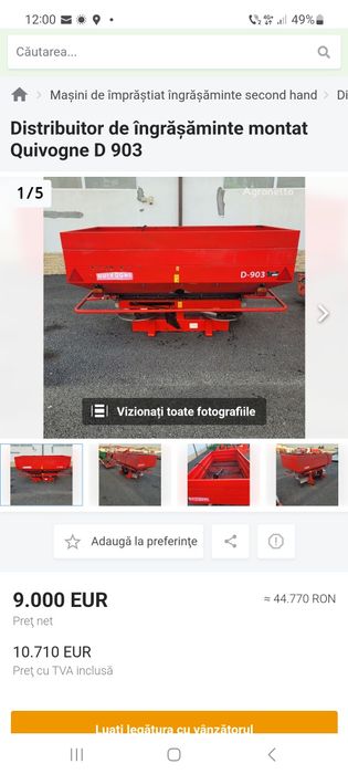 Distribuitor azot vogel&noot d903 /quvigne d 903 și plug reversibil vo