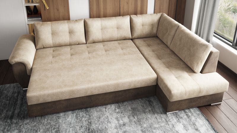 Ъглов Диван Като Нов Бежов/Кафяв - Еволюшън