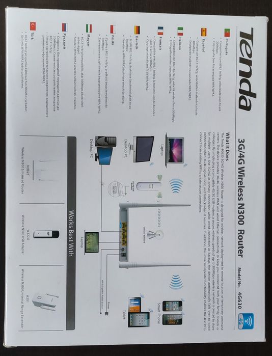 Router Wireless Tenda 4G630, 3G/4G, 300Mbps, 2 antene, portabil