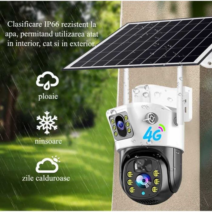 Camera Supraveghere 4G panou solar 2 camere 6MP
