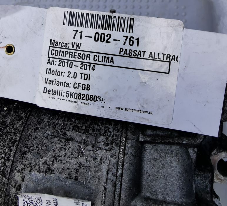 Compresor climă VW Passat Alltrack / Golf / Tiguan 2.0 TDI – cod 5K0 8