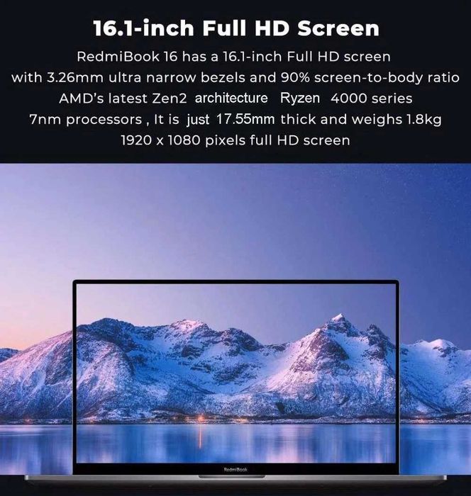 Notebook Xiaomi Redmibook 16 AMD Ryzen 7 4700U 16GB RAM 512GB SSD