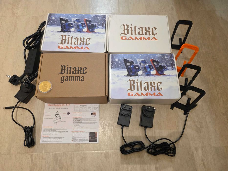 Bitaxe Gamma 601 x 4 Bitcoin Lottery Miner Rig - Биткойн копачка